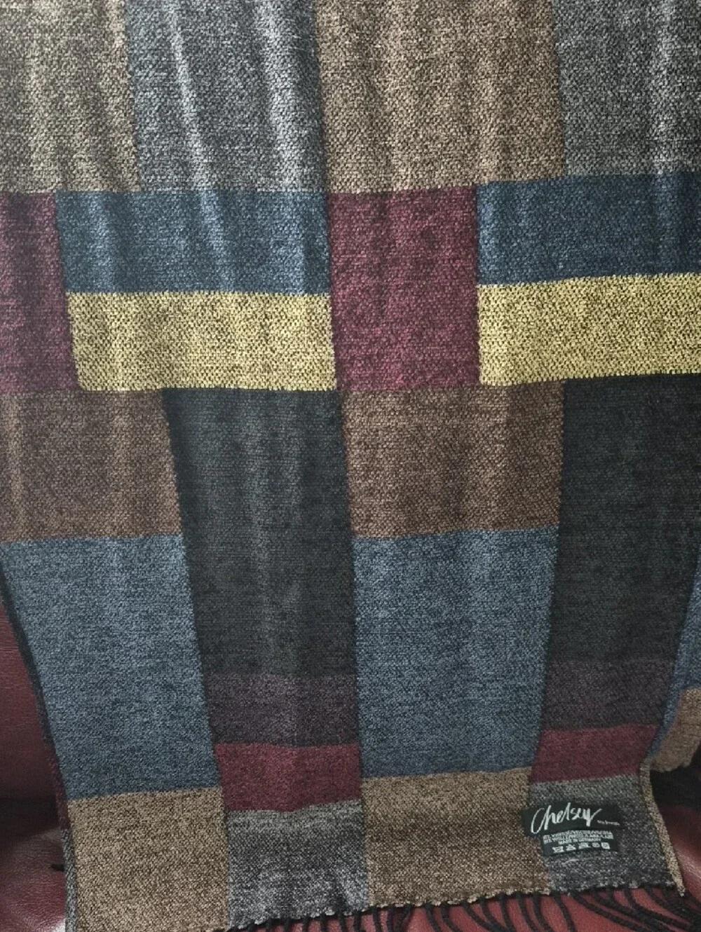 VTG Chelsey by Joseph Geometric Colorblock Wool Blend Scarf - Made in Germany